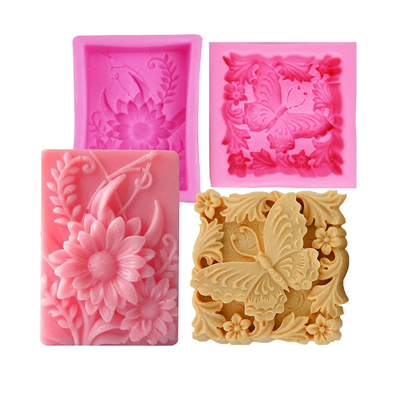 Candle Making Bath - แม่พิมพ์สบู่ซิลิโคน 3 มิติ รูปผีเสื้อ ดอกไม้ สำหรับทำโลชั่นบาร์