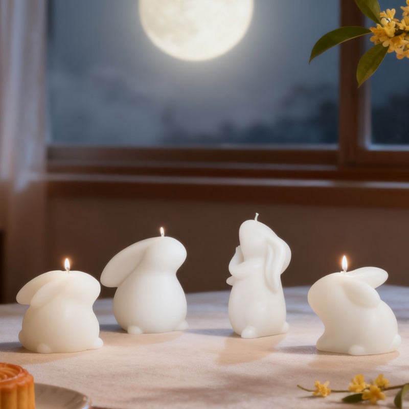Candle Making Gel Wax - แม่พิมพ์ซิลิโคนรูปกระต่ายอีสเตอร์สำหรับทำเทียนหอม งานแฮนด์เมด 3 มิติ น่ารัก ใช้ทำปูนปลาสเตอร์